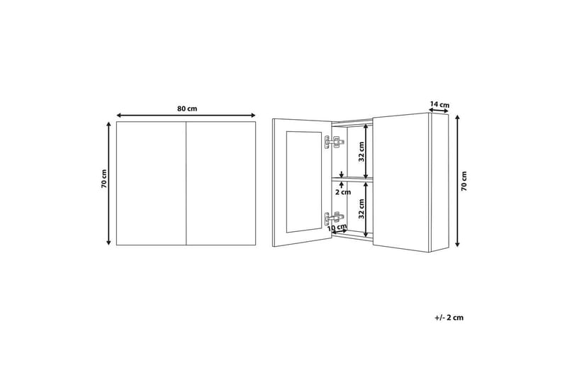 Badrumsskåp med spegel Navarra Svart, Silver, 80x14x70 cm - Svart, Silver, 80x14x70 cm - Förvaring - Badrumsförvaring - Spegelskåp