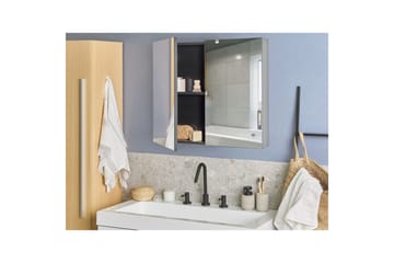 Badrumsskåp med spegel Navarra Svart, Silver, 80x14x70 cm - Svart, Silver, 80x14x70 cm - Förvaring - Badrumsförvaring - Spegelskåp