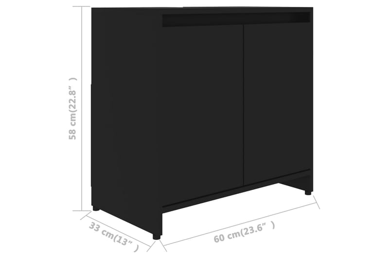 Badrumsskåp svart 60x33x61 cm spånskiva - Svart - Väggskåp & högskåp - Badrumsskåp