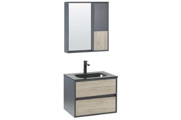 Badrumsskåp Teruel Grå, ljust trä, 60x48x70 cm - Grå, ljust trä, 60x48x70 cm - Förvaring - Badrumsförvaring - Väggskåp & högskåp