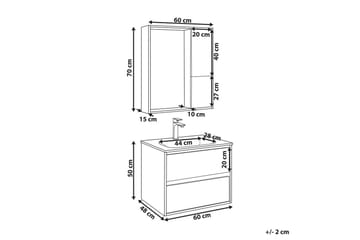 Badrumsskåp Teruel Grå, ljust trä, 60x48x70 cm - Grå, ljust trä, 60x48x70 cm - Förvaring - Badrumsförvaring - Väggskåp & högskåp