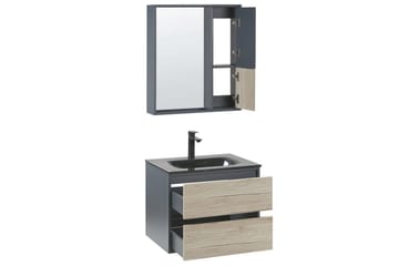 Badrumsskåp Teruel Grå, ljust trä, 60x48x70 cm - Grå, ljust trä, 60x48x70 cm - Förvaring - Badrumsförvaring - Väggskåp & högskåp