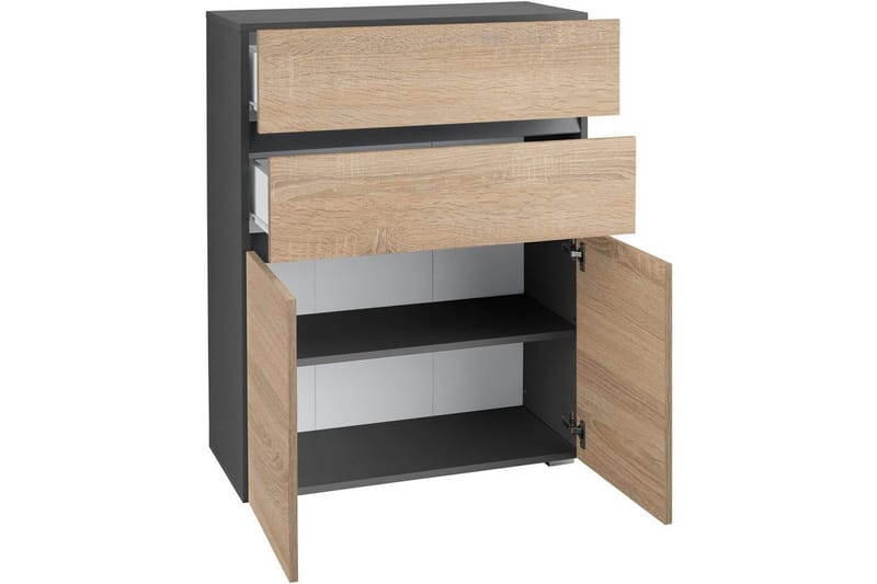 Badrumsskåp Wisla 76x35x98 cm, Antracit/Ek - 76x35x98 cm, Antracit/Ek - Förvaring - Badrumsförvaring - Väggskåp & högskåp