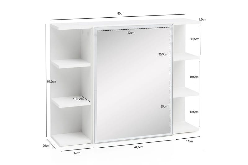 Badrumsskåp Wohnling Modern med spegeldörr tillverkad av vit spånskiva - Förvaring - Badrumsförvaring - Spegelskåp