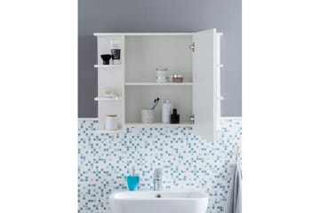 Badrumsskåp Wohnling Modern med spegeldörr tillverkad av vit spånskiva - Förvaring - Badrumsförvaring - Spegelskåp