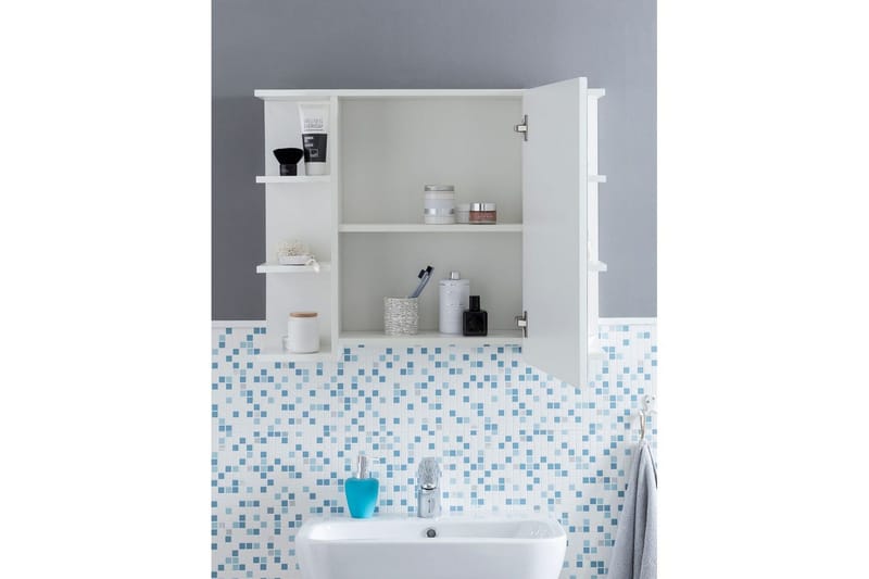 Badrumsskåp Wohnling Modern med spegeldörr tillverkad av vit spånskiva - Förvaring - Badrumsförvaring - Spegelskåp