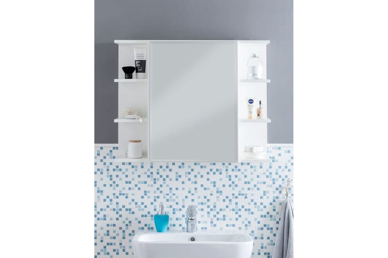 Badrumsskåp Wohnling Modern med spegeldörr tillverkad av vit spånskiva - Förvaring - Badrumsförvaring - Spegelskåp