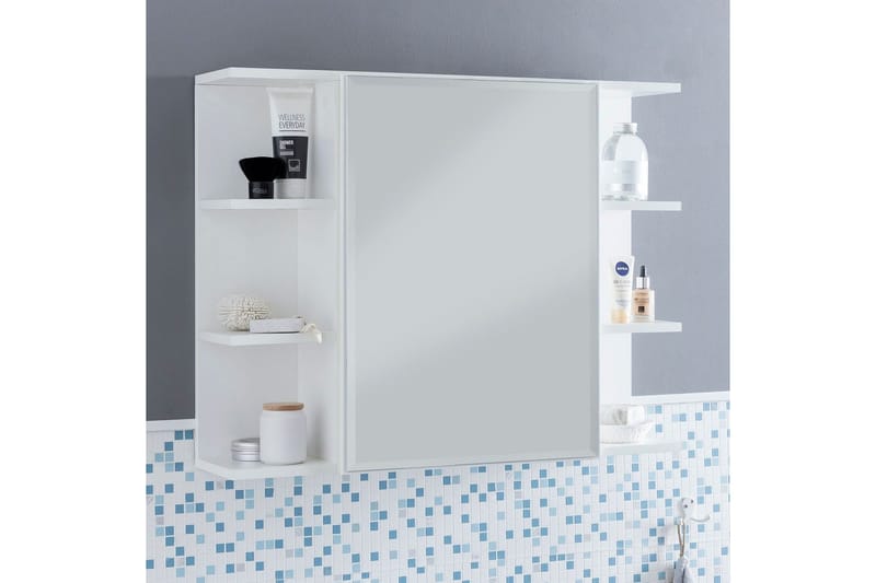 Badrumsskåp Wohnling Modern med spegeldörr tillverkad av vit spånskiva - Förvaring - Badrumsförvaring - Spegelskåp