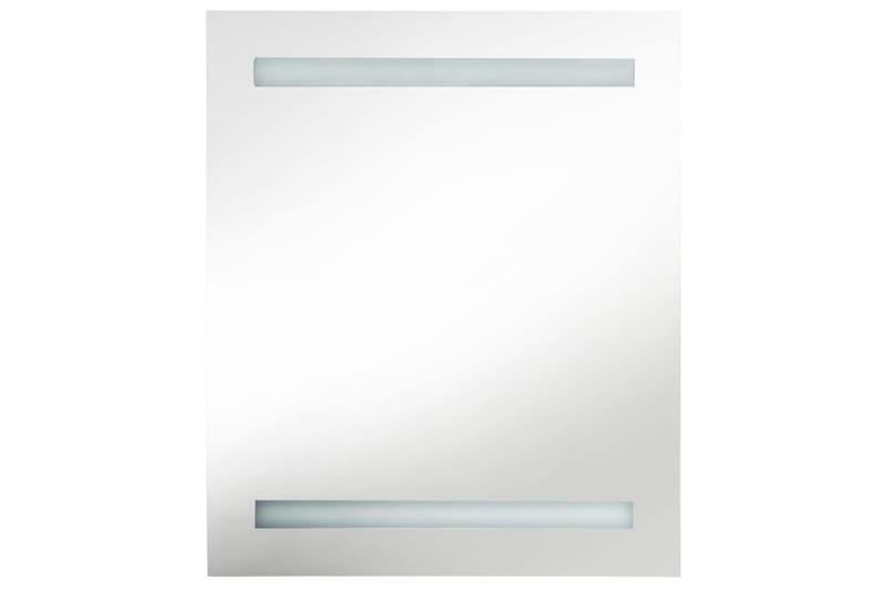 Badrumsspegel med skåp LED vit högglans 50x14x60 cm - Vit - Spegelskåp