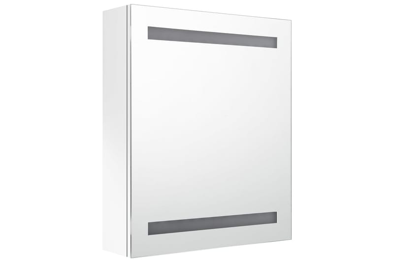 Badrumsspegel med skåp LED vit högglans 50x14x60 cm - Vit - Spegelskåp