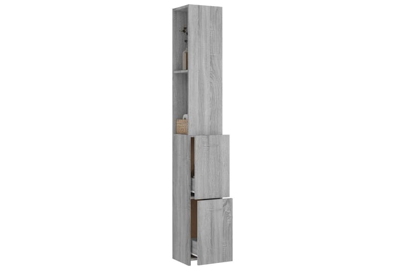 beBasic Badrumsskåp grå sonoma-ek 25x25x170 cm konstruerat trä - Grey - Väggskåp & högskåp - Badrumsskåp