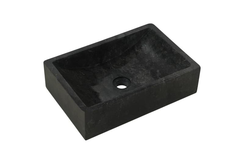 beBasic Handfatsbänk med handfat svart marmor massiv teak - Black - Tvättställsskåp & kommod