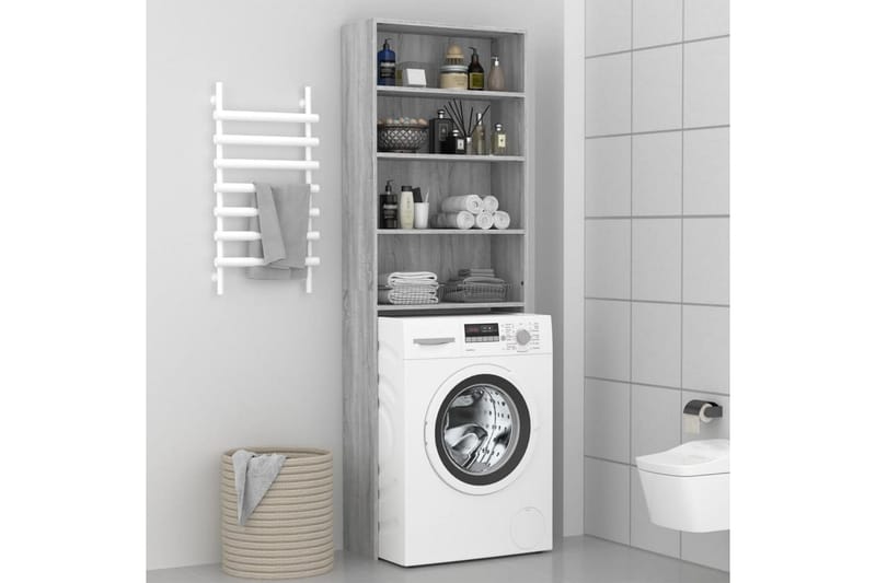 beBasic Skåp för tvättmaskin grå sonoma 64x24x190 cm - Badrumsskåp
