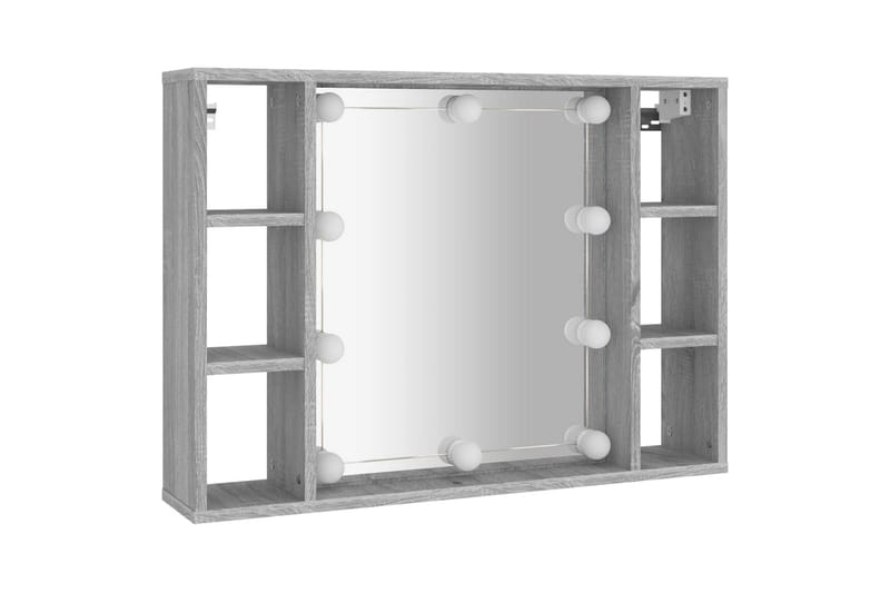 beBasic Spegelskåp med LED gr�å sonoma 76x15x55 cm - Grey - Spegelskåp