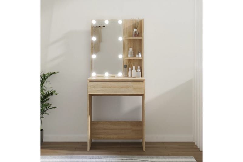 beBasic Spegelskåp med LED sonoma-ek 60x40x140 cm - Brown - Spegelskåp