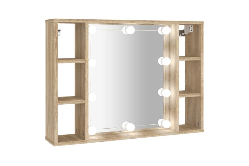 beBasic Spegelskåp med LED sonoma-ek 76x15x55 cm - Brown - Spegelskåp