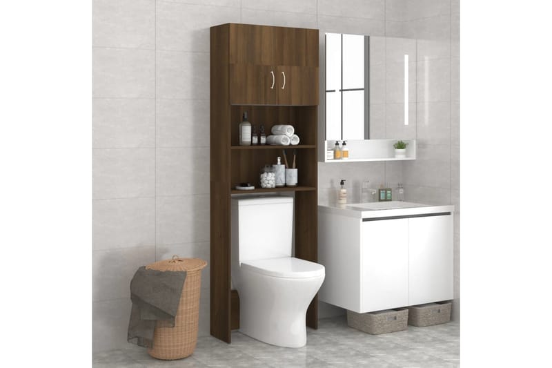 beBasic Tvättmaskinsskåp brun ek 64x25,5x190 cm - Badrumsskåp
