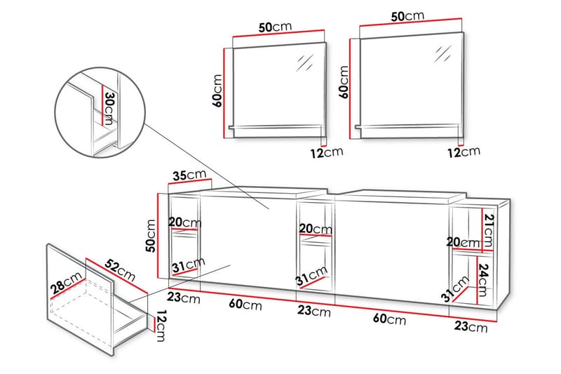 Bubup Möbelset för Badrum - Förvaring - Badrumsförvaring - Kompletta möbelpaket badrum