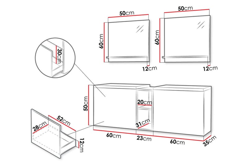 Bubup Möbelset för Badrum - Förvaring - Badrumsförvaring - Kompletta möbelpaket badrum