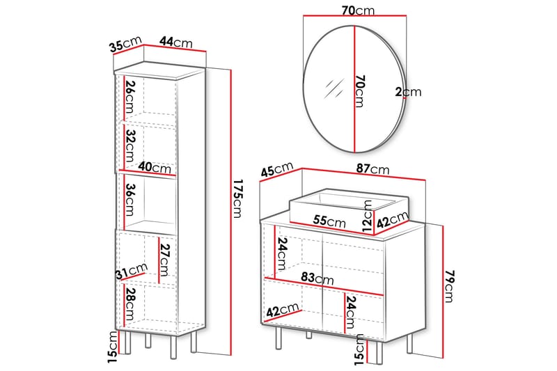 Casa Komplett möbelpaket - Beige - Förvaring - Badrumsförvaring - Kompletta möbelpaket badrum