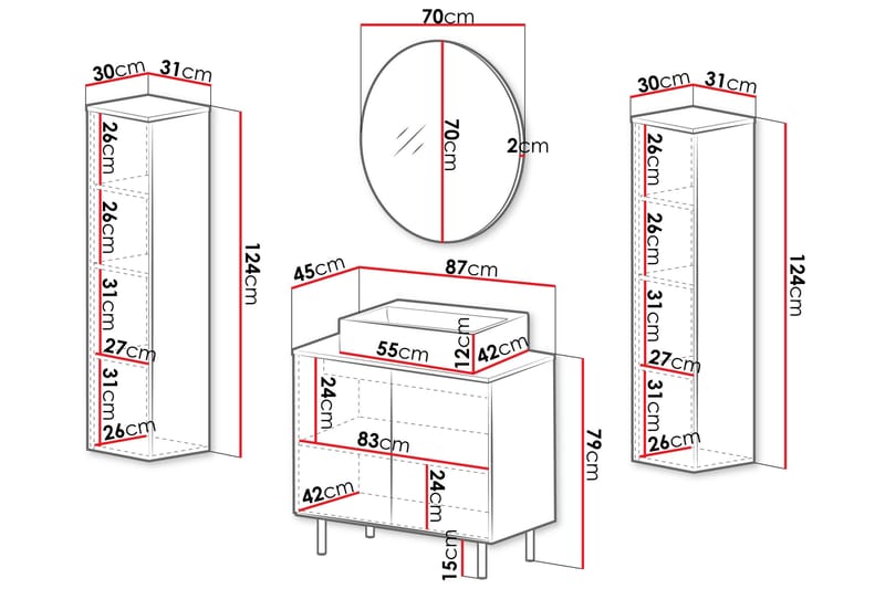 Casa Komplett möbelpaket - Svart - Förvaring - Badrumsförvaring - Kompletta möbelpaket badrum