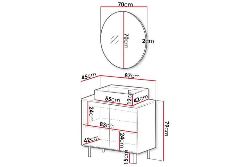 Casa Tvättställsskåp - Beige - Förvaring - Badrumsförvaring - Tvättställsskåp & kommod