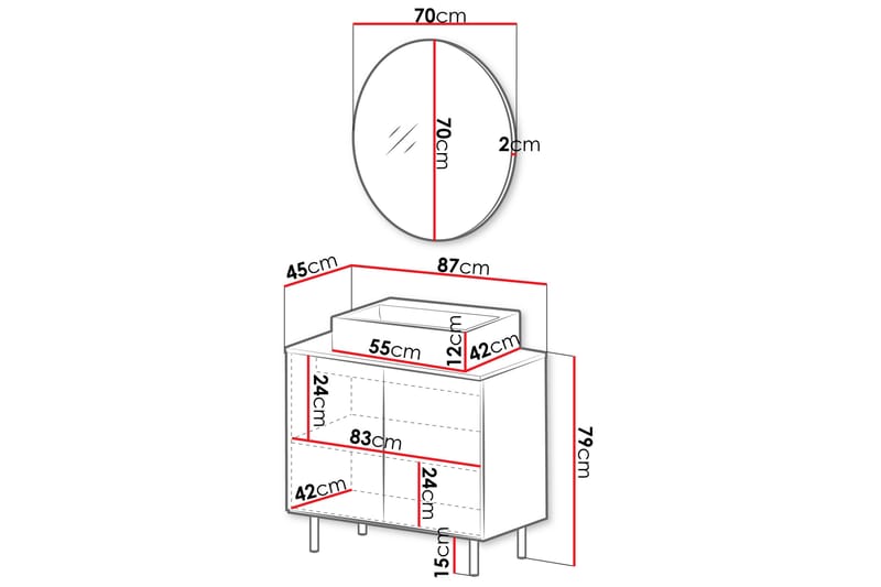 Casa Tvättställsskåp - Beige - Förvaring - Badrumsförvaring - Tvättställsskåp & kommod