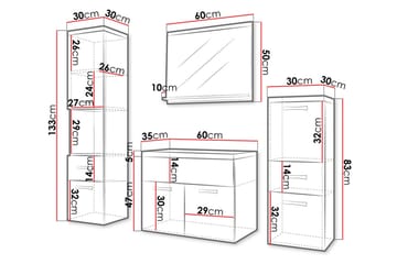 Ericka Möbelset för Badrum 133 cm - Förvaring - Badrumsförvaring - Kompletta möbelpaket badrum