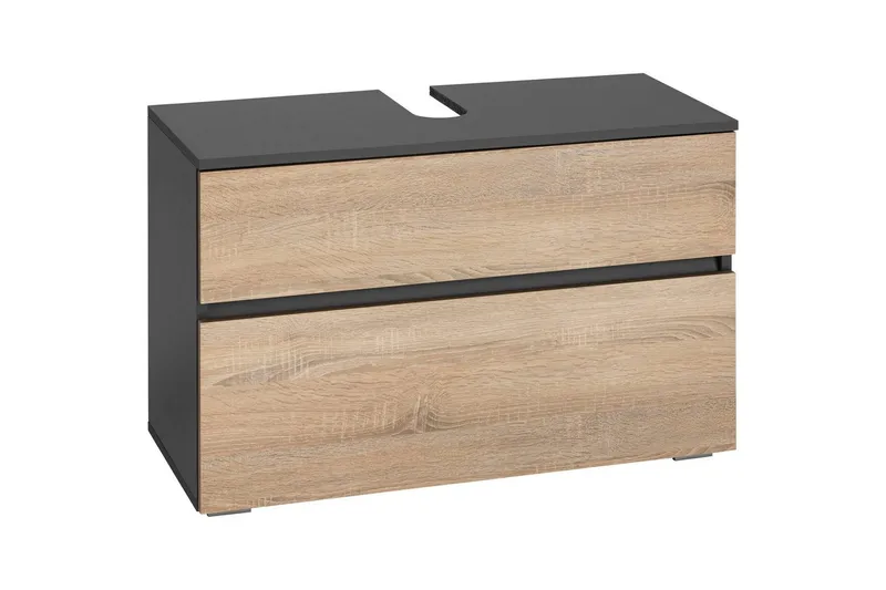 Högskåp till badrum Loft24 Tvättställsskåp Wisla Graphite Grey, Dark Colored Wood - Förvaring - Badrumsförvaring - Väggskåp & högskåp