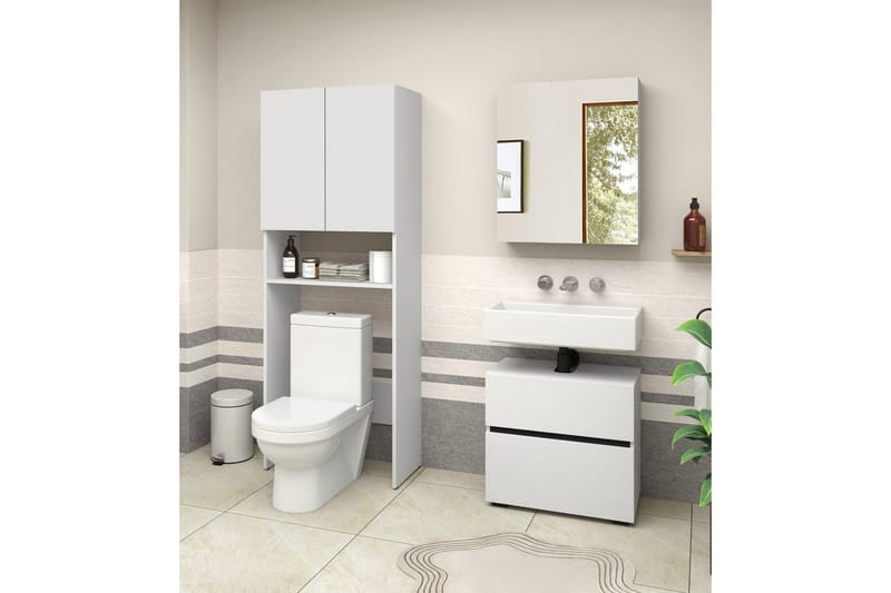 Högskåp till badrum Loft24 Wisla Högskåp till Badrum 180x68x37 cm Vit - Förvaring - Badrumsförvaring - Väggskåp & högskåp