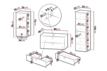 Badrumsmöbelset Glenndale - Grå - Förvaring - Badrumsförvaring - Kompletta möbelpaket badrum