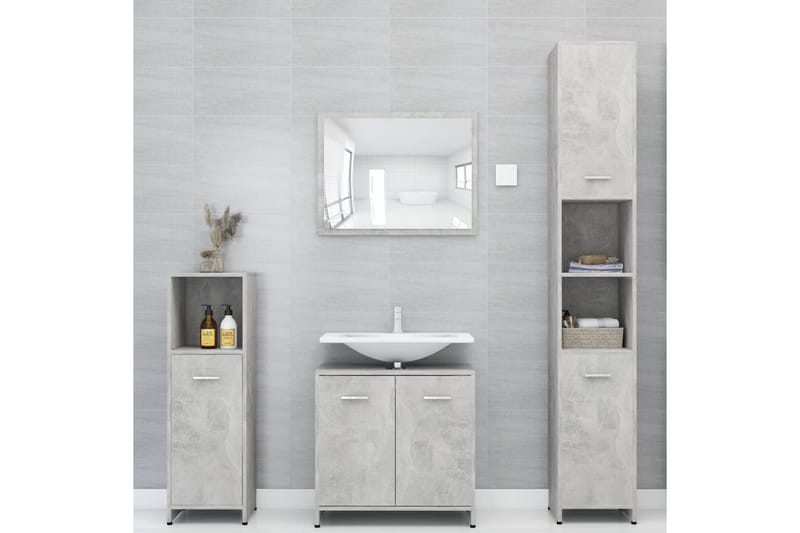 Badrumsmöbler 3 delar betonggrå spånskiva - Grå - Kompletta m�öbelpaket badrum