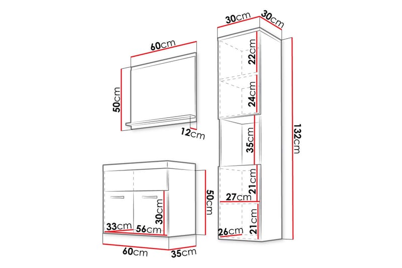 Badrumsmöbler Delorimier 35 cm - Förvaring - Badrumsförvaring - Kompletta möbelpaket badrum
