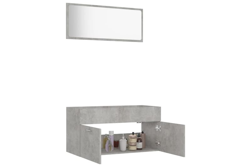 Badrumsmöbler set 2 delar betonggrå spånskiva - Grå - Kompletta möbelpaket badrum