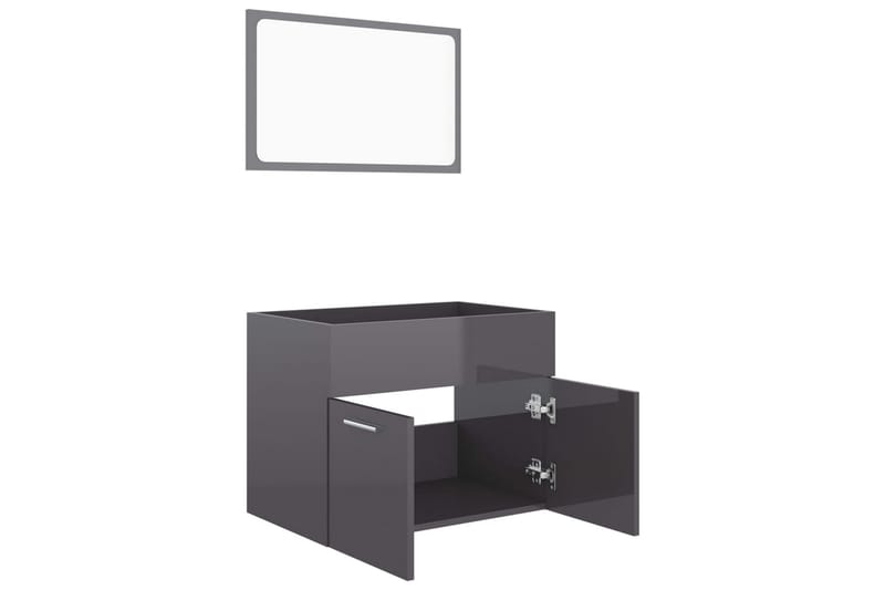 Badrumsmöbler set 2 delar grå högglans spånskiva - Grå - Kompletta möbelpaket badrum