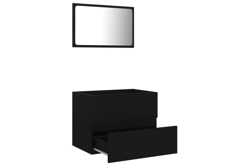 Badrumsmöbler set 2 delar svart spånskiva - Svart - Kompletta möbelpaket badrum