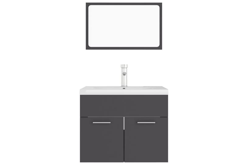 Badrumsmöbler set grå spånskiva - Grå - Kompletta möbelpaket badrum