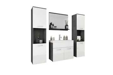 Badrumsmöbler - Vit|Svart - Förvaring - Badrumsförvaring - Kompletta möbelpaket badrum