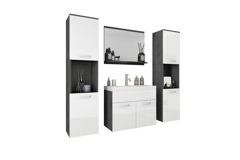 Badrumsmöbler - Vit|Svart - Förvaring - Badrumsförvaring - Kompletta möbelpaket badrum