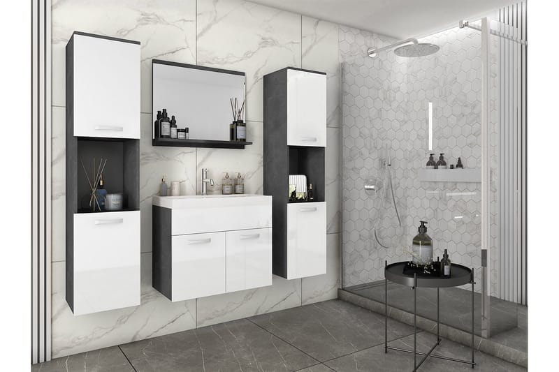 Badrumsmöbler - Vit|Svart - Förvaring - Badrumsförvaring - Kompletta möbelpaket badrum