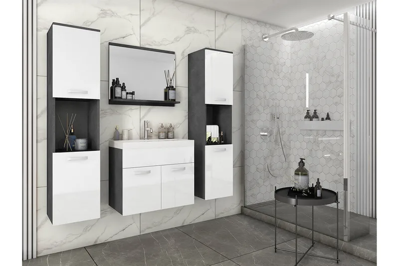 Badrumsmöbler - Vit|Svart - Förvaring - Badrumsförvaring - Kompletta möbelpaket badrum