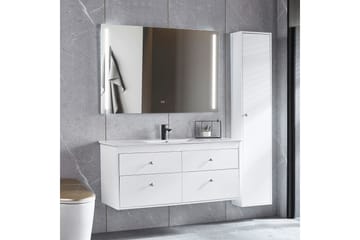 Badrumspaket Kommod 120cm Högskåp och LED-spegel 120 cm Silv - Lyfco - Förvaring - Badrumsförvaring - Kompletta möbelpaket badrum