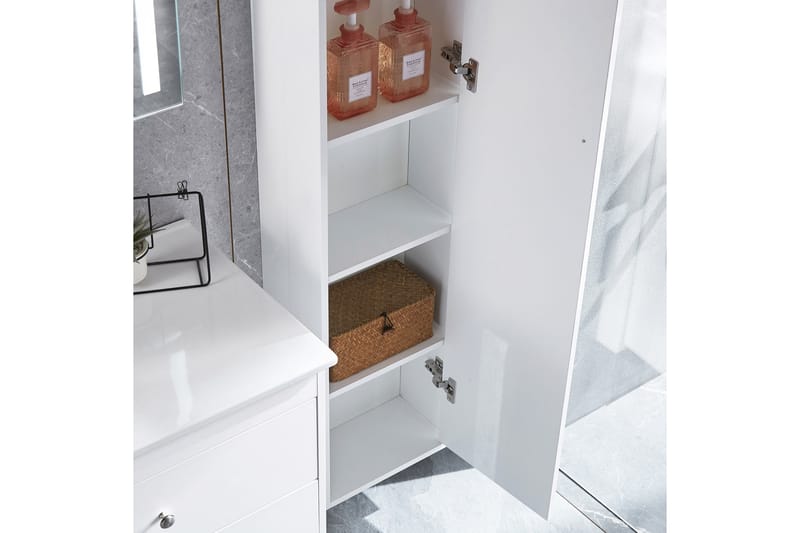 Badrumspaket Kommod 120cm Högskåp och LED-spegel 120 cm Silv - Lyfco - Förvaring - Badrumsförvaring - Kompletta möbelpaket badrum