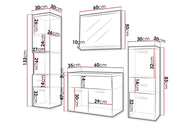 Ericka Badrumsmöbel - Förvaring - Badrumsförvaring - Kompletta möbelpaket badrum