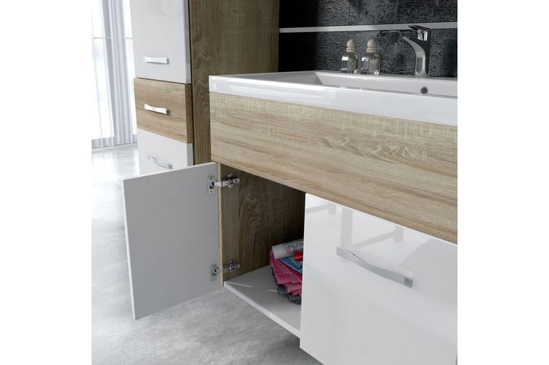 Ericka Badrumsset - Ek/Vit/Högglans - Förvaring - Badrumsförvaring - Kompletta möbelpaket badrum