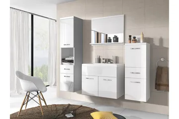 Ericka Badrumsset - Vit/Högglans - Förvaring - Badrumsförvaring - Kompletta möbelpaket badrum