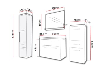 Ericka Badrumsset - Vit/Högglans - Förvaring - Badrumsförvaring - Kompletta möbelpaket badrum