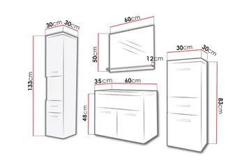 Ericka Badrumsset - Vit/Högglans - Förvaring - Badrumsförvaring - Kompletta möbelpaket badrum