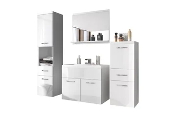 Ericka Badrumsset - Vit/Högglans - Förvaring - Badrumsförvaring - Kompletta möbelpaket badrum