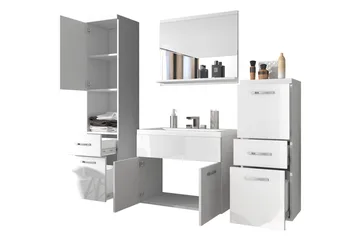 Ericka Badrumsset - Vit/Högglans - Förvaring - Badrumsförvaring - Kompletta möbelpaket badrum